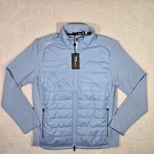$248 RLX Ralph Lauren Hybrid Wool Full Zip Blue Jacket Mens Large Quilted L